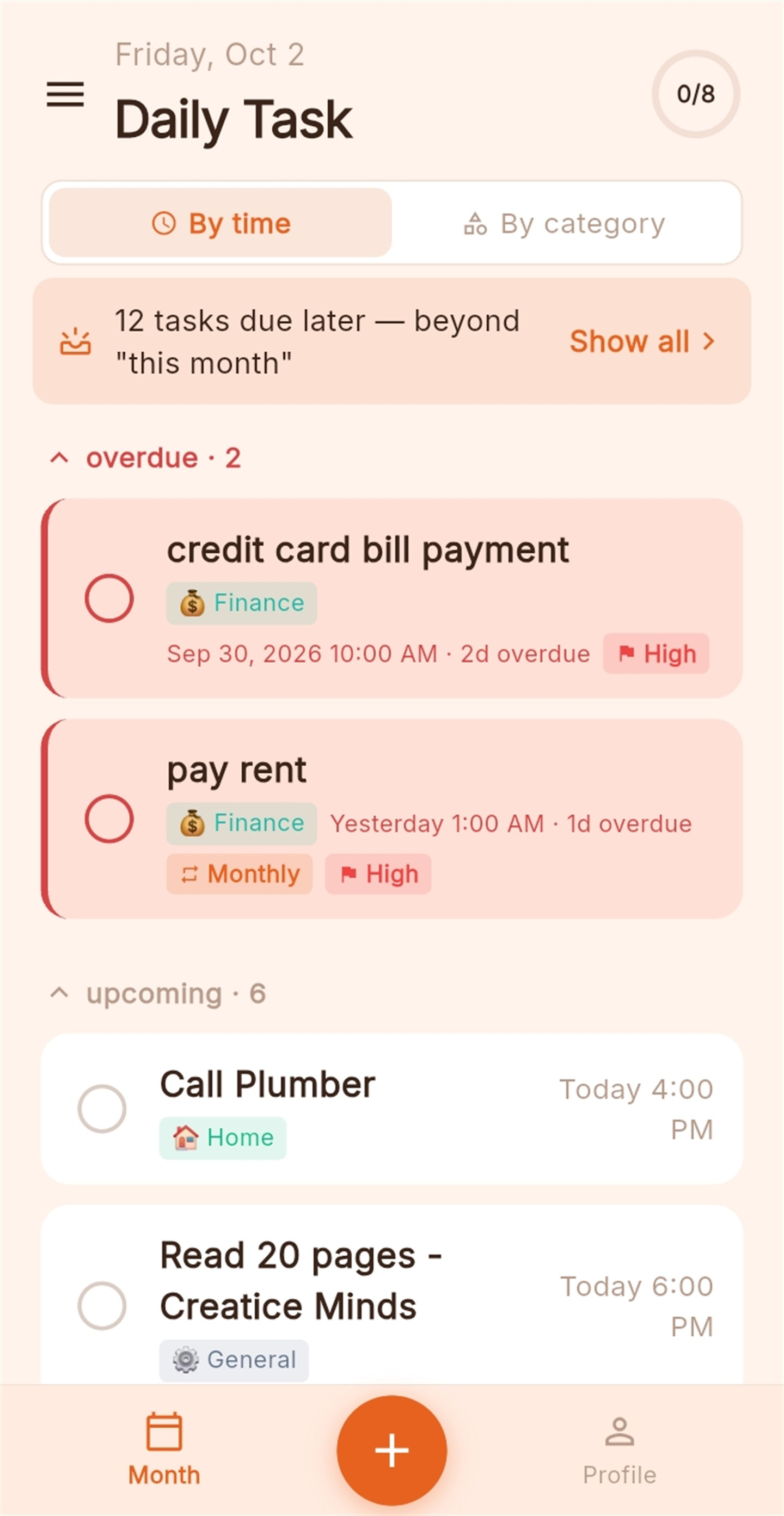 Smart Todo home screen